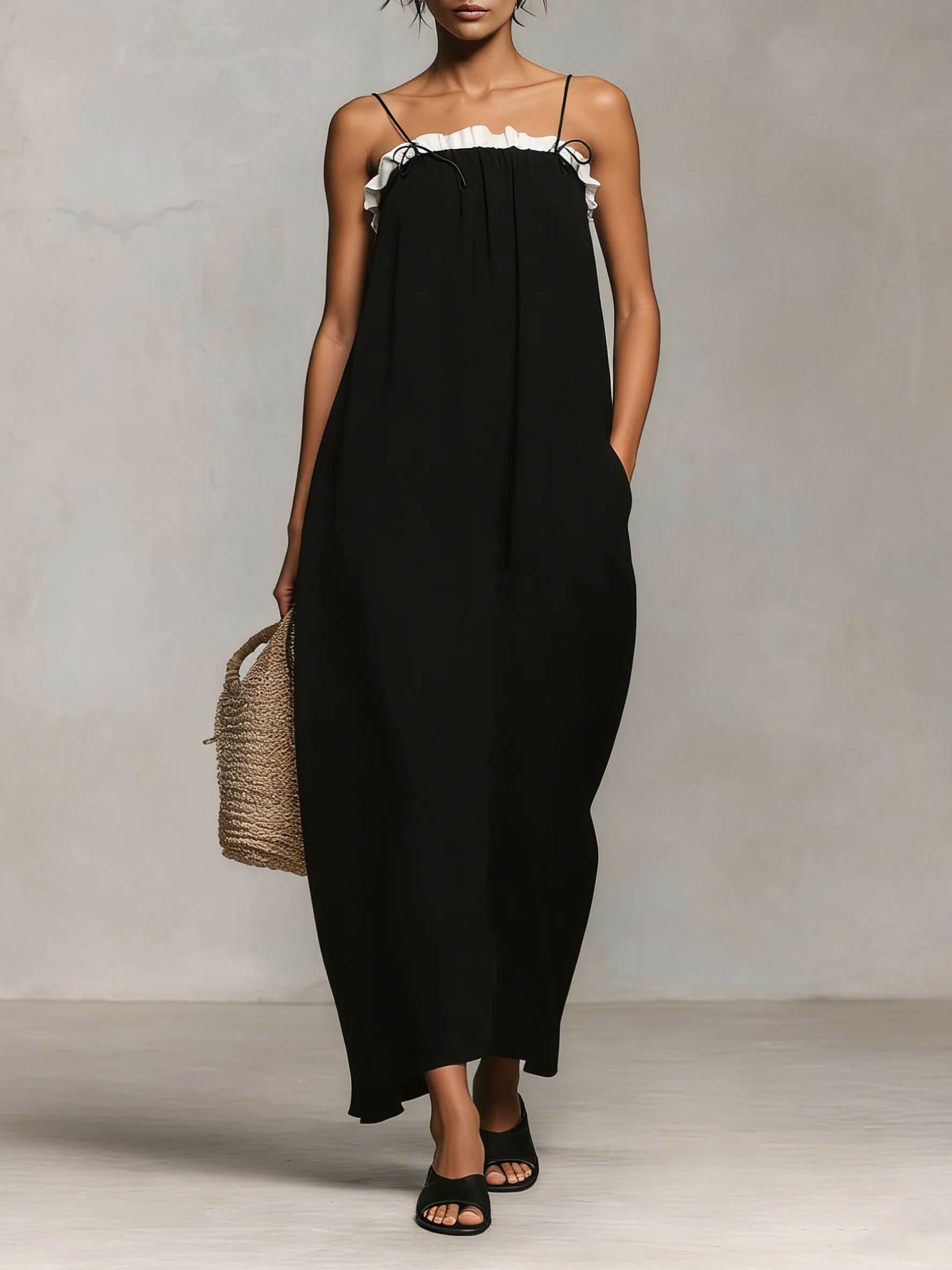 Mirelle™ | Vestido Maxi con Bloques de Colores y Tirantes de Espagueti