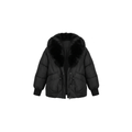 Elegante chaqueta acolchada con cuello de piel sintética