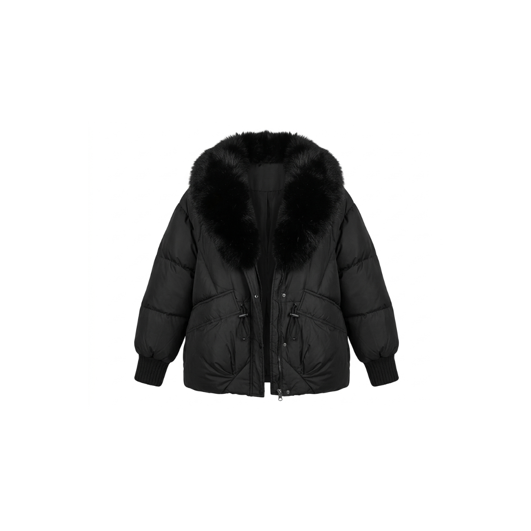 Elegante chaqueta acolchada con cuello de piel sintética