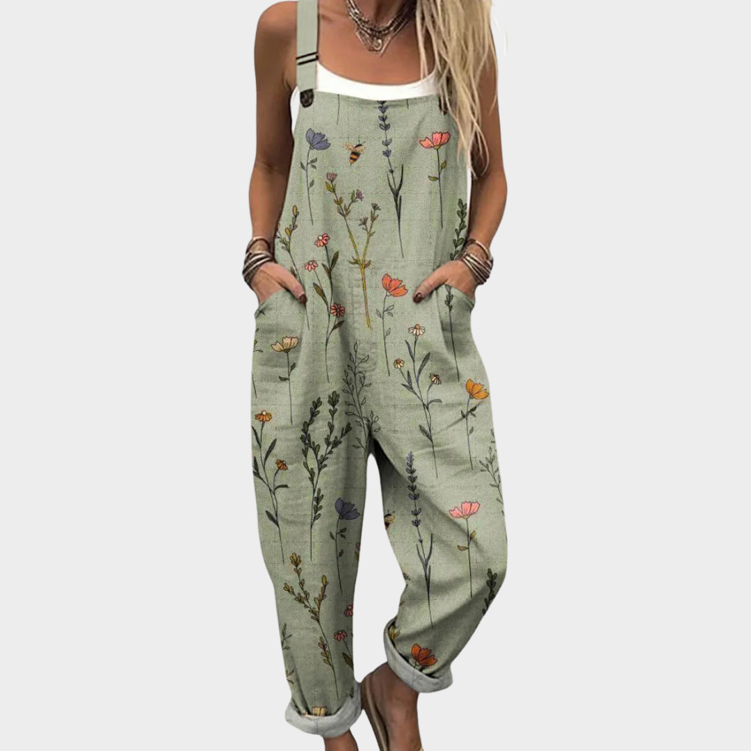 Sanne - Mono de lino con estampado floral