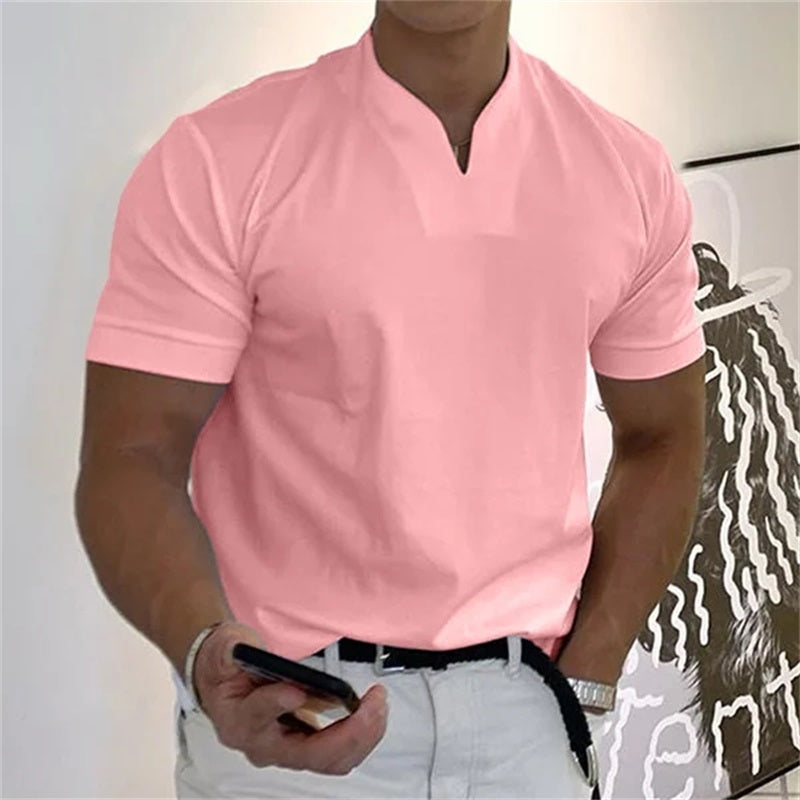 Camiseta deportiva de algodón con cuello en V para hombre: ideal para entrenar y el tiempo libre
