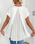 Camiseta de manga corta, color sólido, patchwork
