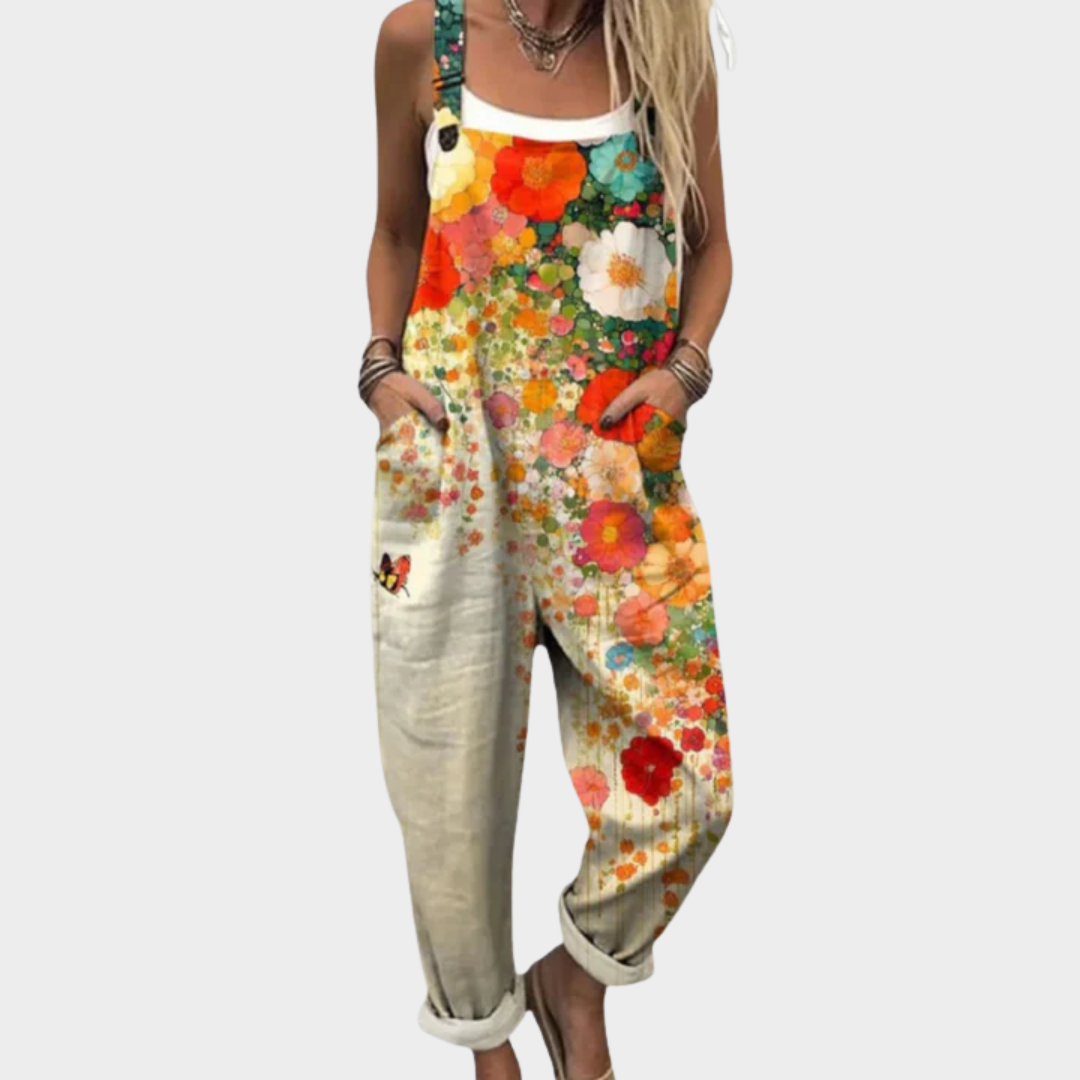 Sanne - Mono de lino con estampado floral