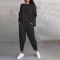 Conjunto de 2 piezas: manga larga con cuello redondo y pantalón