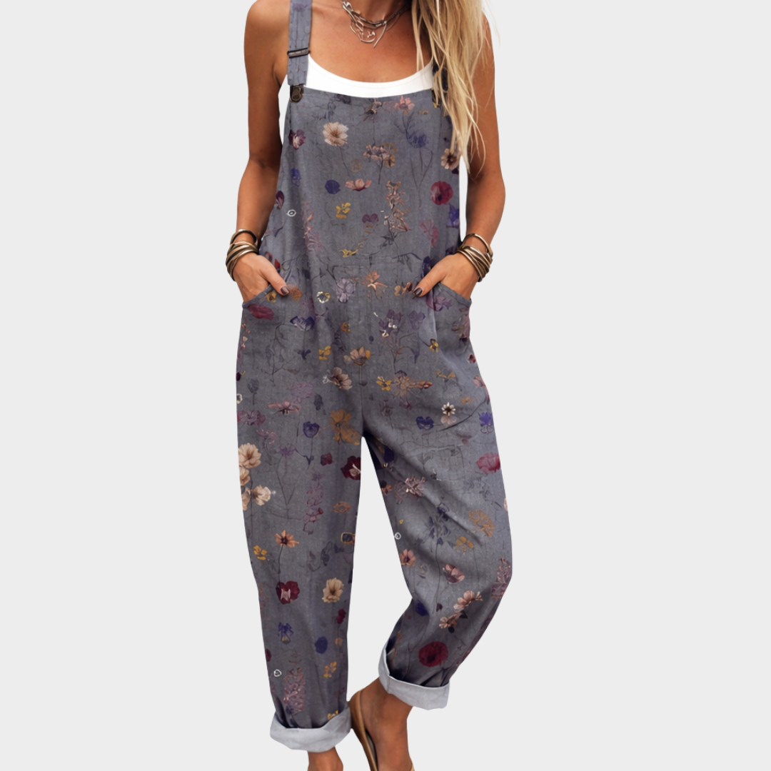 Sanne - Mono de lino con estampado floral
