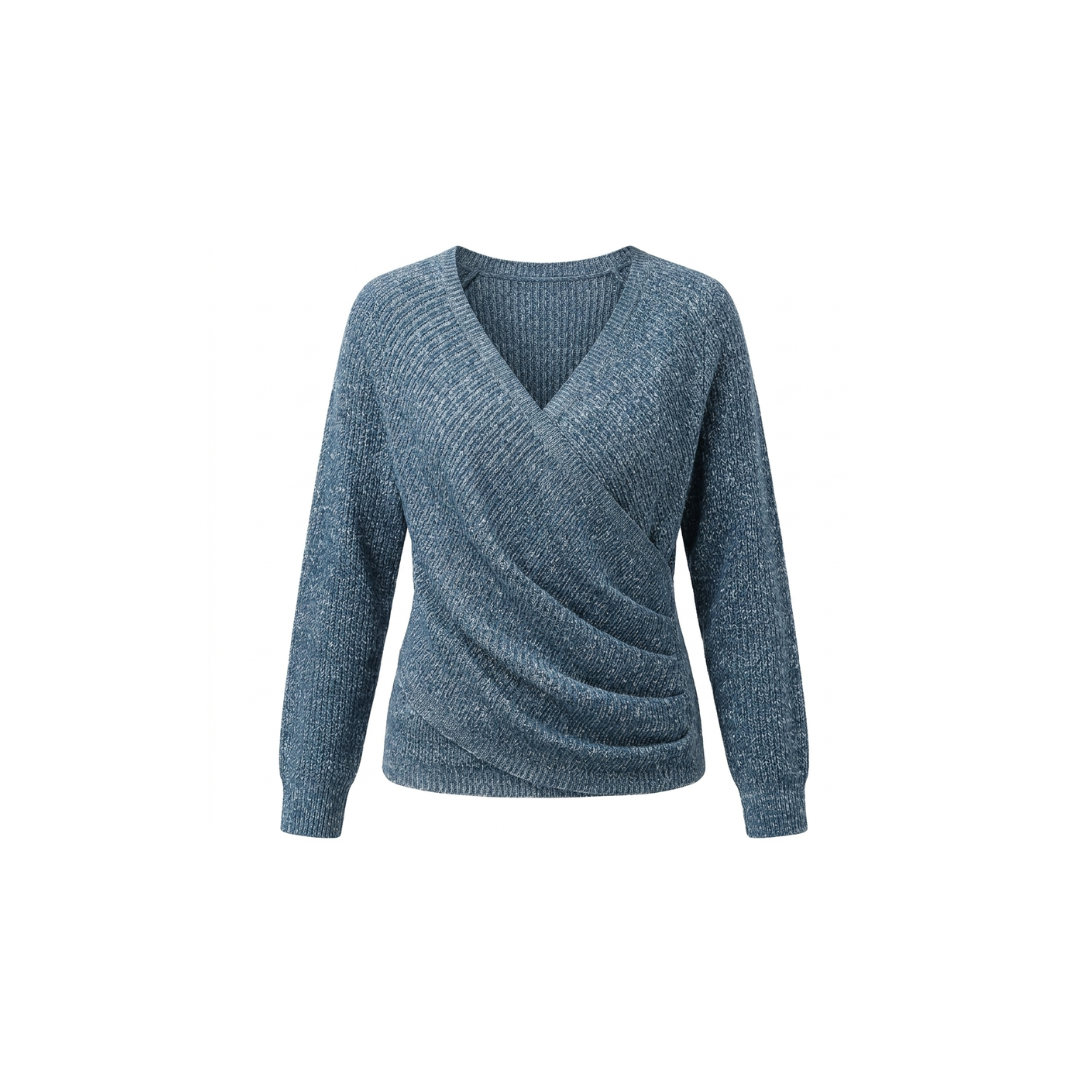 Jersey de cuello en V elegante y casual para mujer