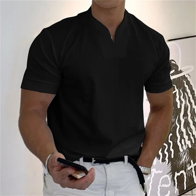 Camiseta deportiva de algodón con cuello en V para hombre: ideal para entrenar y el tiempo libre