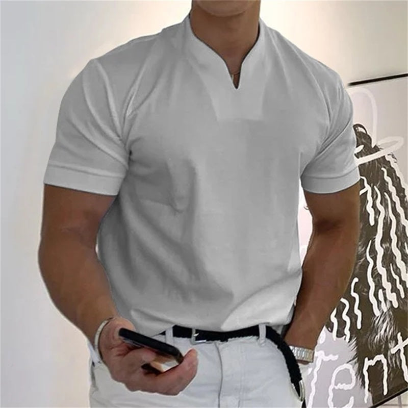 Camiseta deportiva de algodón con cuello en V para hombre: ideal para entrenar y el tiempo libre