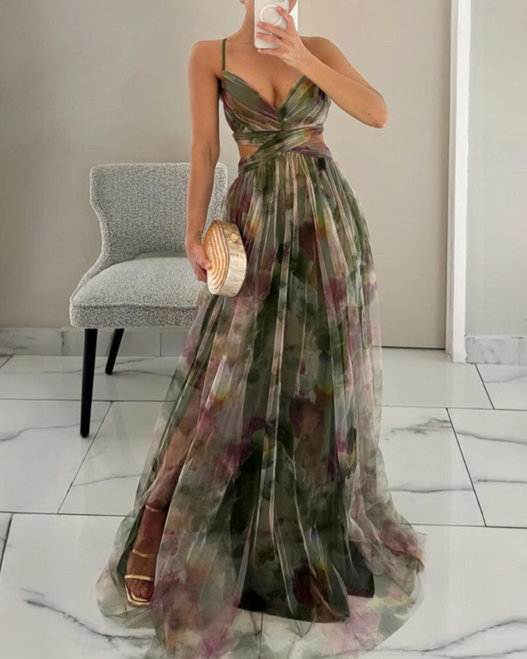 Giselle - Encantador vestido maxi con estampado floral