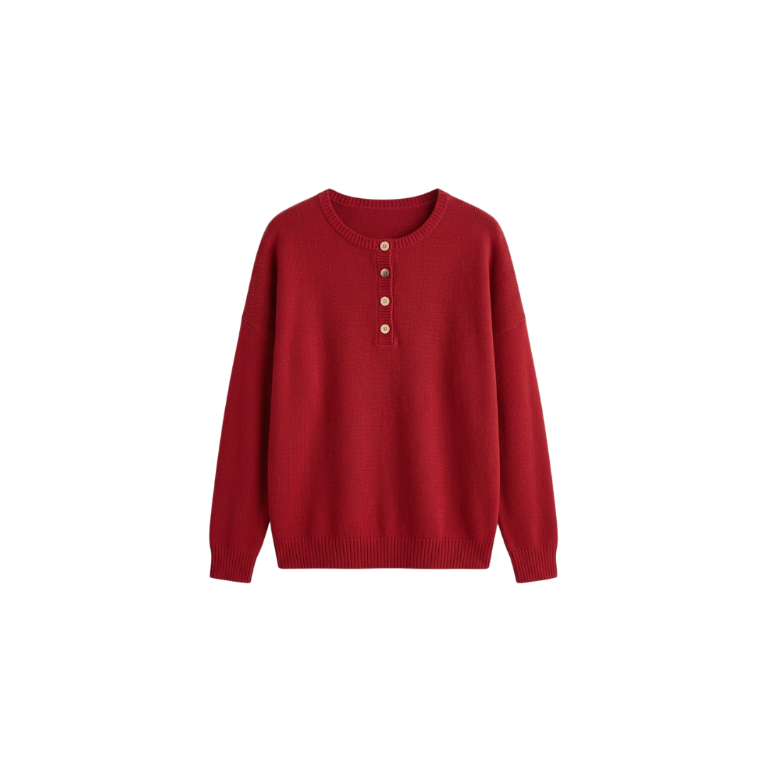 Jersey de punto para mujer con cuello Henley
