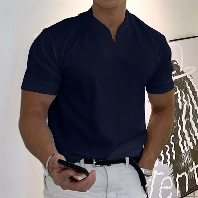 Camiseta deportiva de algodón con cuello en V para hombre: ideal para entrenar y el tiempo libre