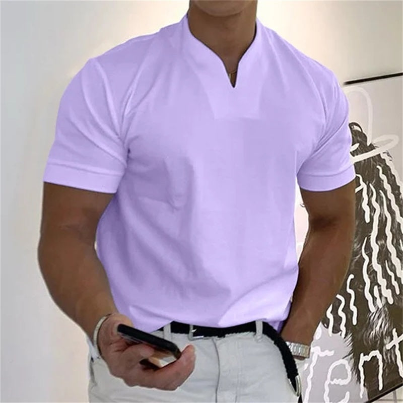 Camiseta deportiva de algodón con cuello en V para hombre: ideal para entrenar y el tiempo libre