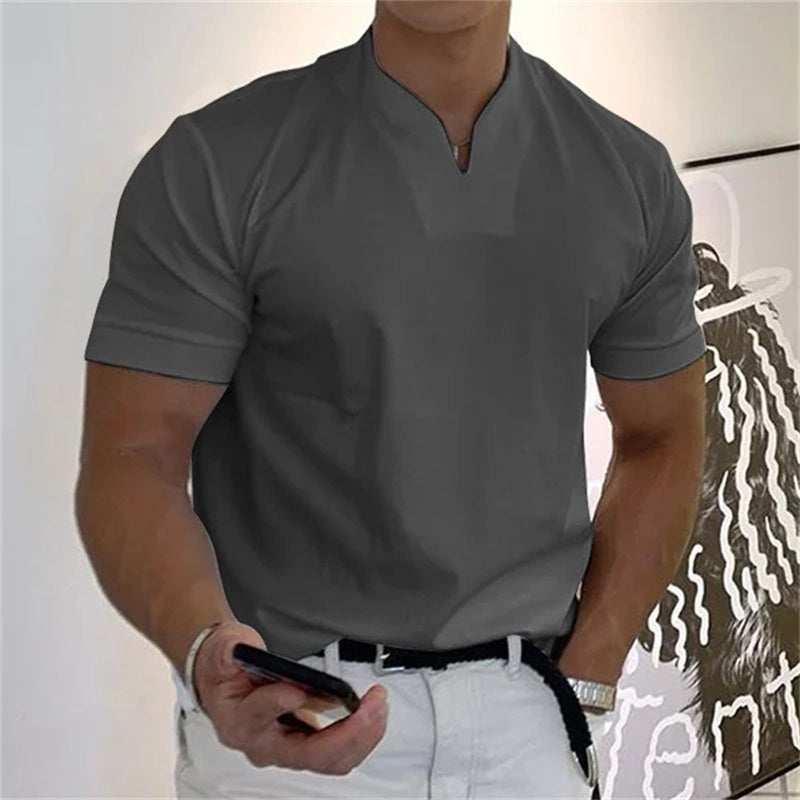 Camiseta deportiva de algodón con cuello en V para hombre: ideal para entrenar y el tiempo libre
