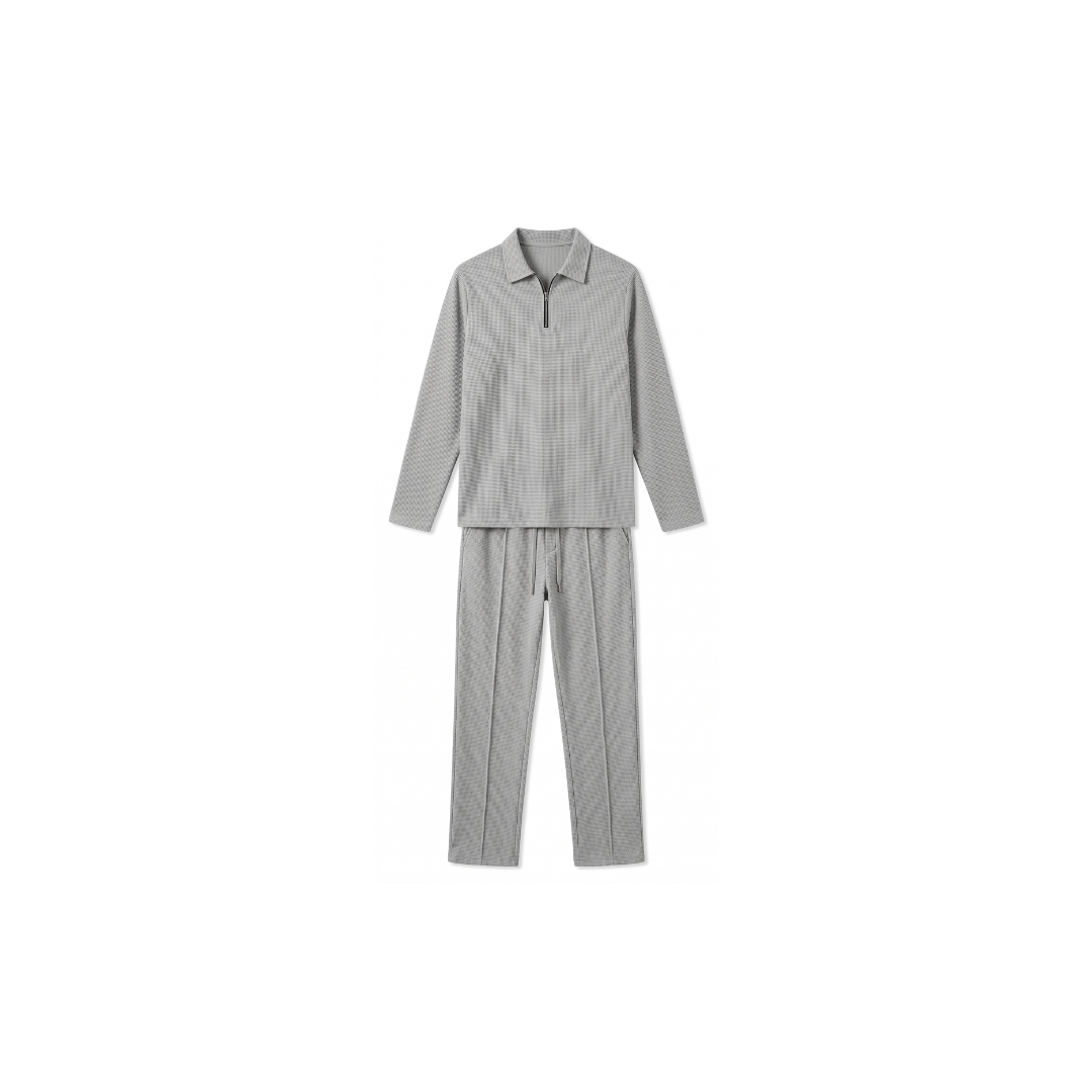 Conjunto de punto gofrado para hombre: sudadera y pantalón de pierna recta