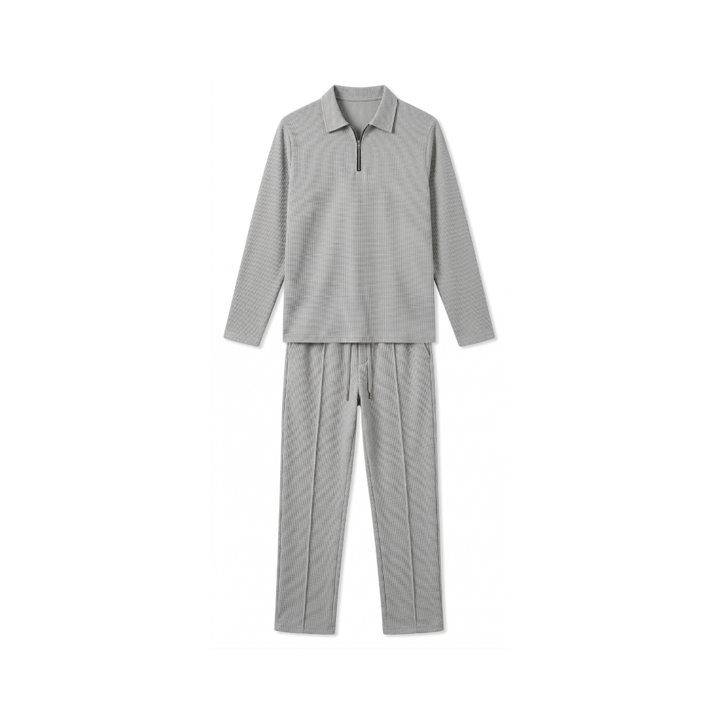 Conjunto de punto gofrado para hombre: sudadera y pantalón de pierna recta