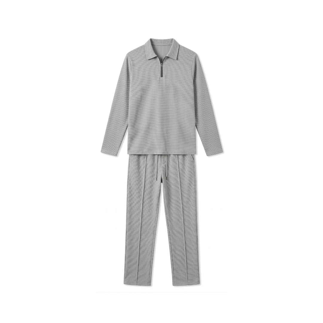 Conjunto de punto gofrado para hombre: sudadera y pantalón de pierna recta
