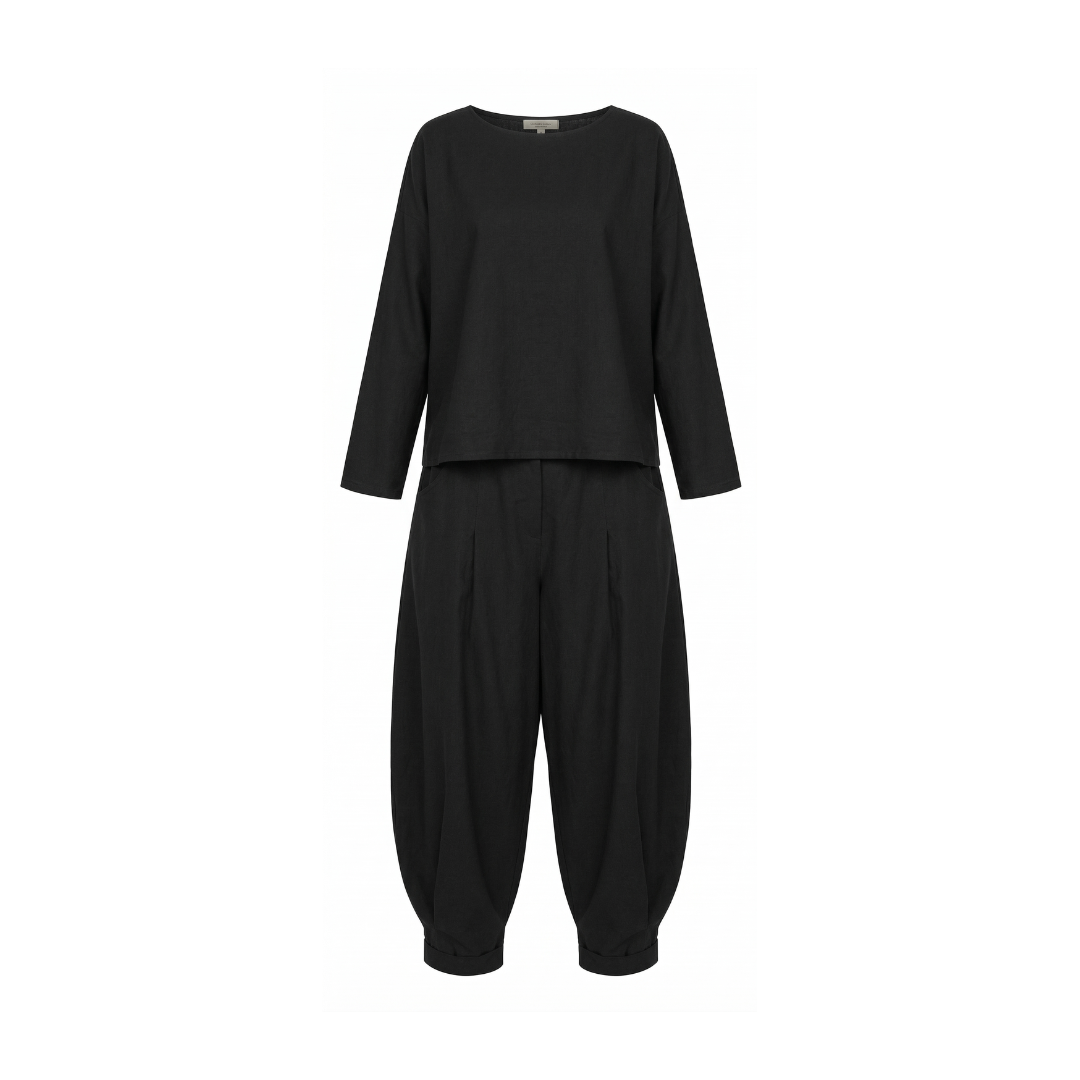 Conjunto de 2 piezas: manga larga con cuello redondo y pantalón
