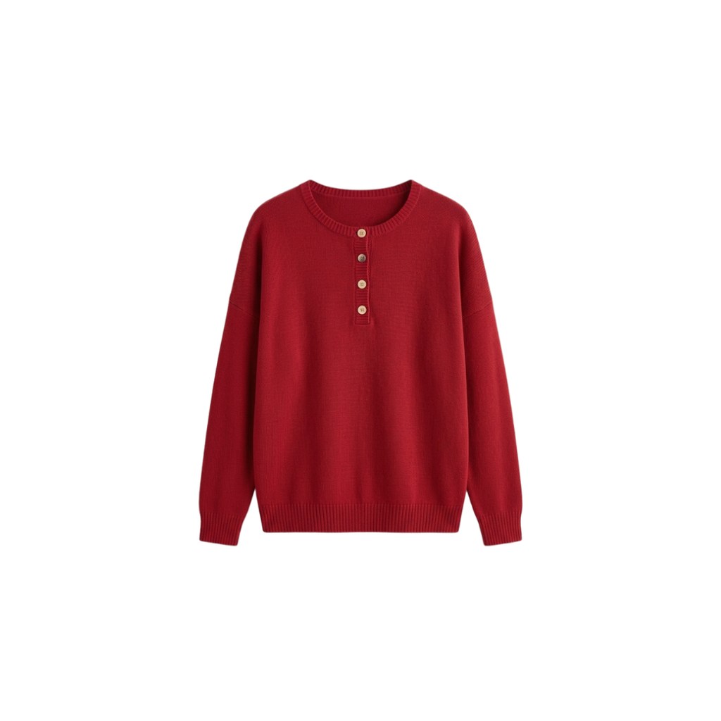 Jersey de punto para mujer con cuello Henley