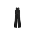 Conjunto de dos piezas para mujer compuesto por un chaleco de lino y pantalones anchos.