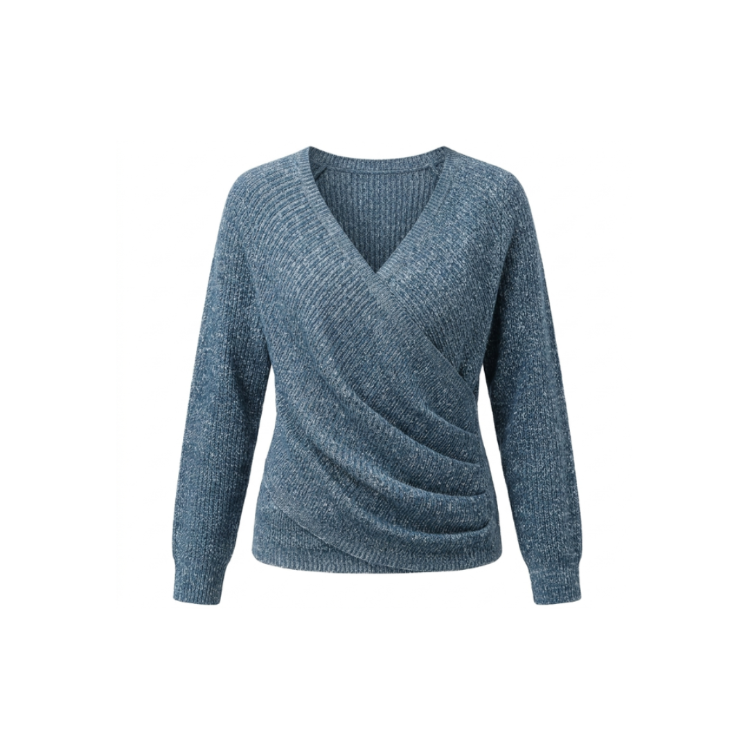 Jersey de cuello en V elegante y casual para mujer