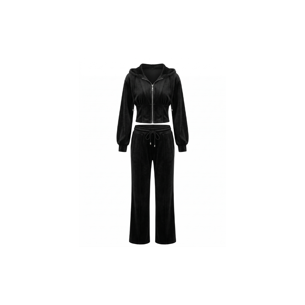 Conjunto deportivo de 2 piezas con cremallera completa para mujer
