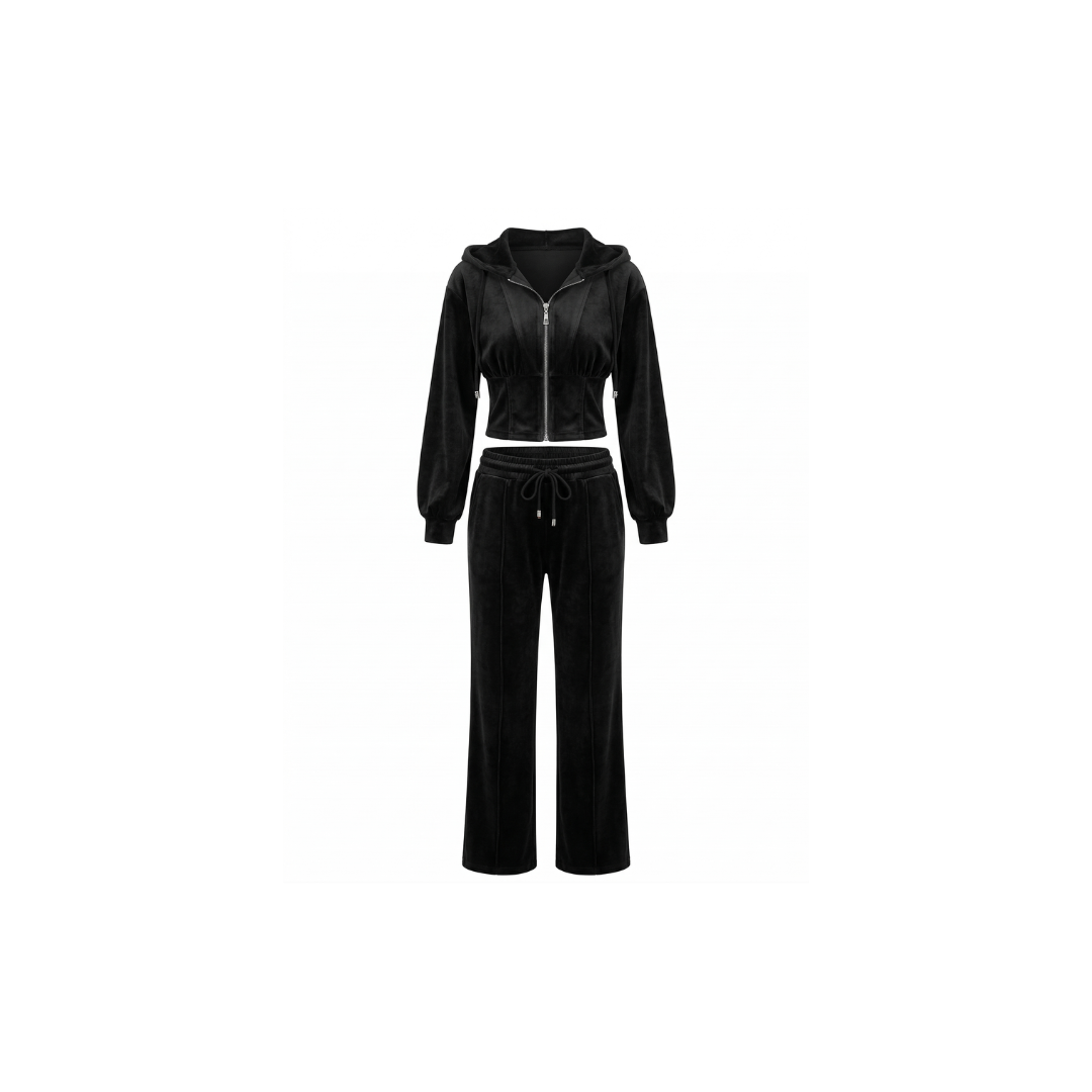 Conjunto deportivo de 2 piezas con cremallera completa para mujer
