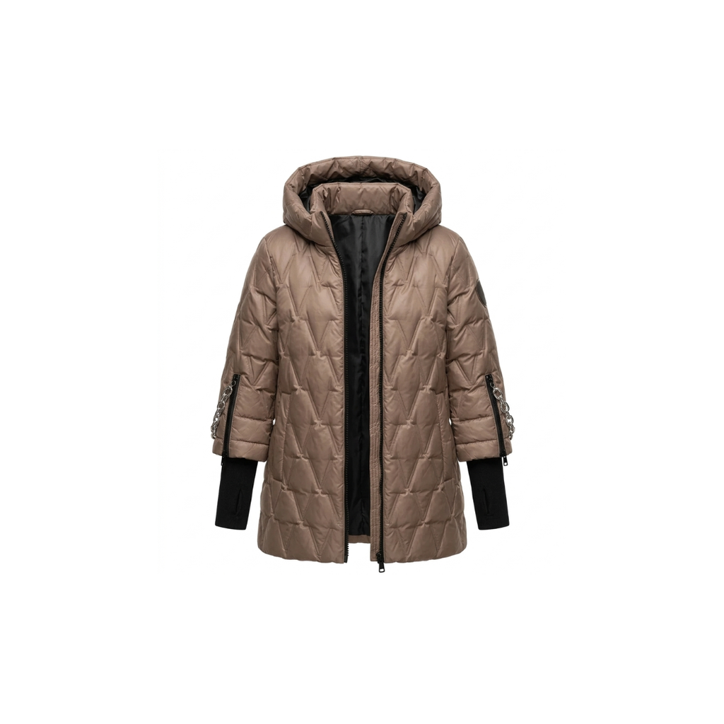 Chaqueta de algodón de patchwork con capucha para otoño e invierno