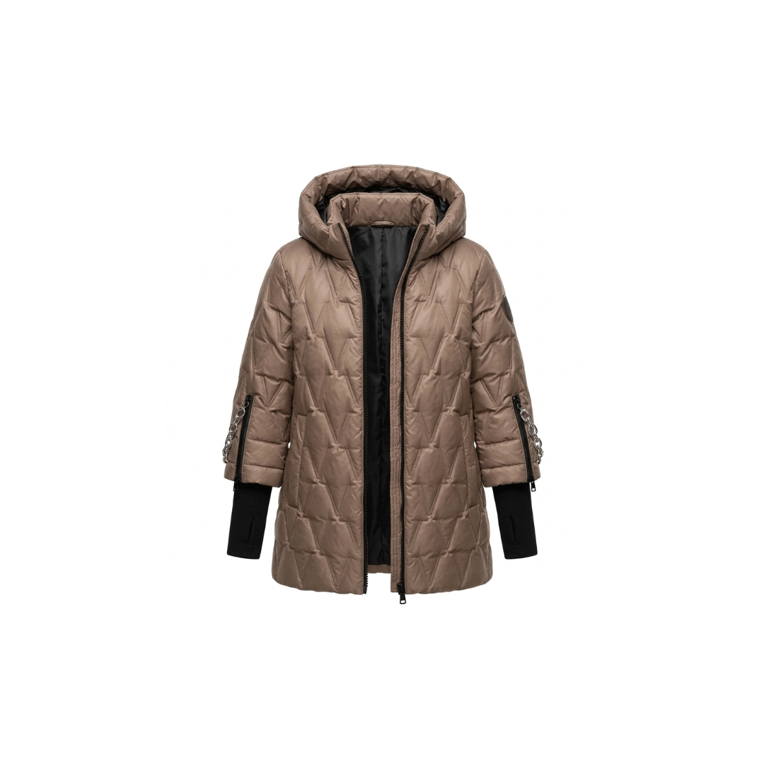 Chaqueta de algodón de patchwork con capucha para otoño e invierno
