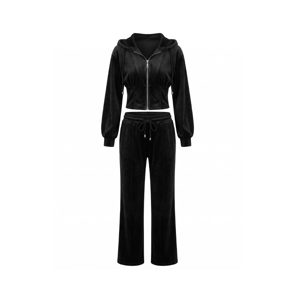 Conjunto deportivo de 2 piezas con cremallera completa para mujer