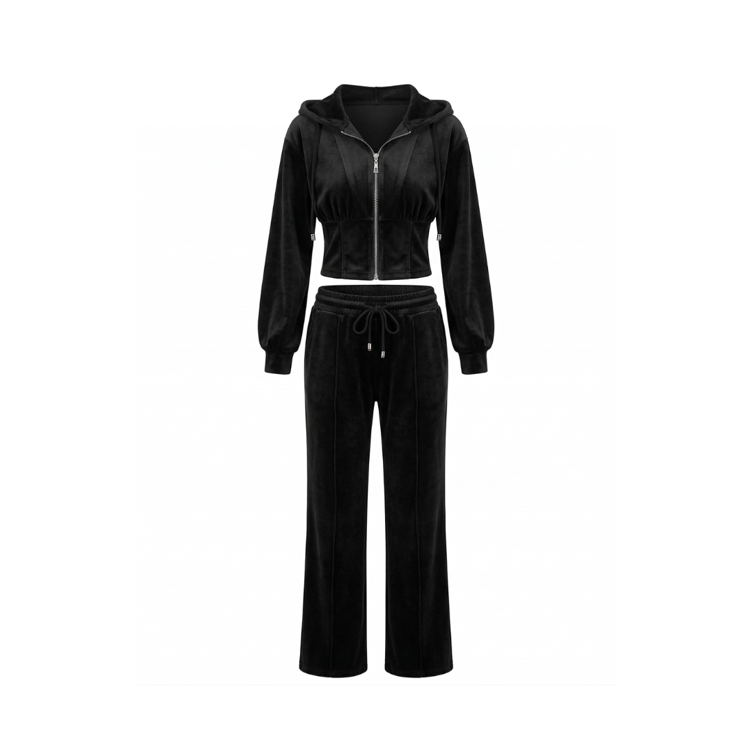 Conjunto deportivo de 2 piezas con cremallera completa para mujer