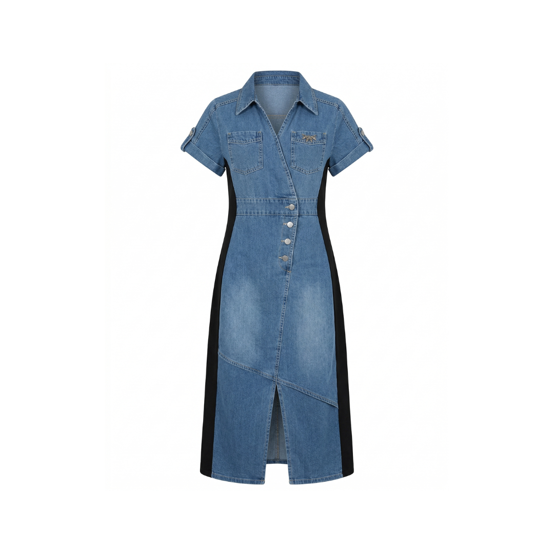 Vestido casual denim patchwork