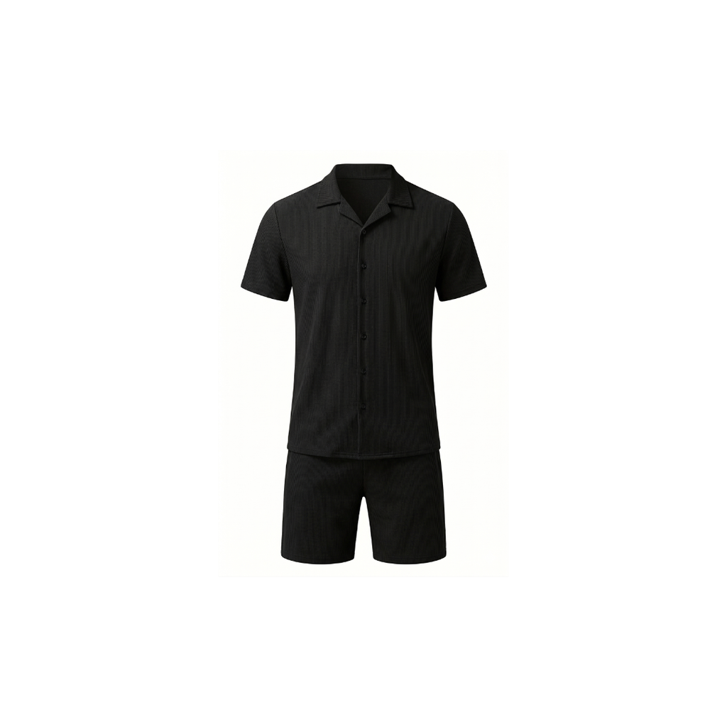 Conjunto informal para hombre: camisa de manga corta y pantalones cortos, holgados y cómodos para la playa y el tiempo libre