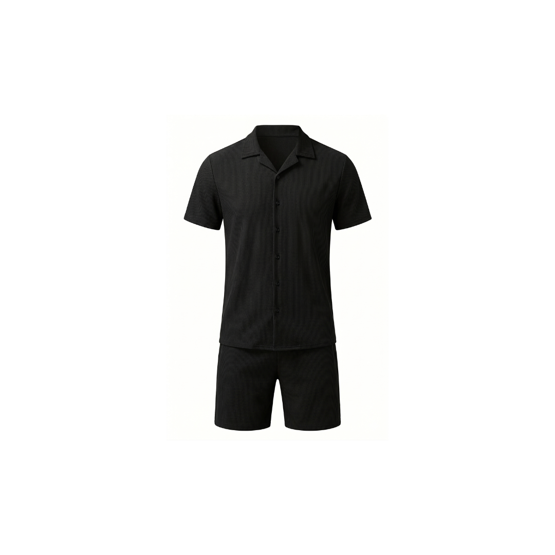 Conjunto informal para hombre: camisa de manga corta y pantalones cortos, holgados y cómodos para la playa y el tiempo libre