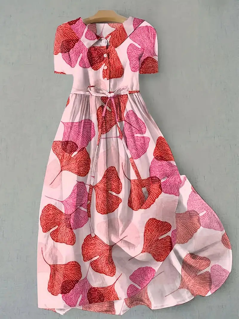 vestido floral rosa empolvado