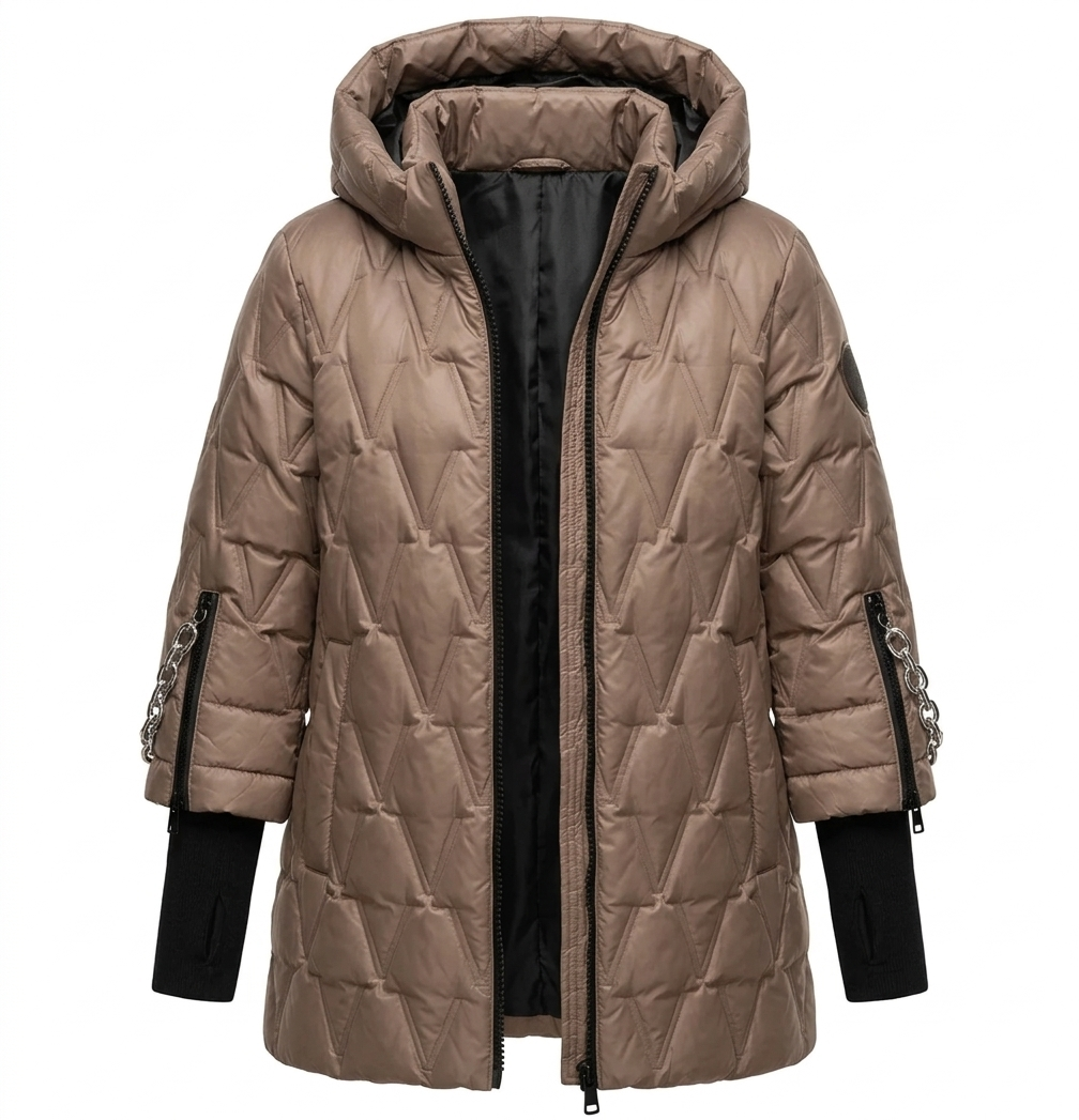 Chaqueta de algodón de patchwork con capucha para otoño e invierno