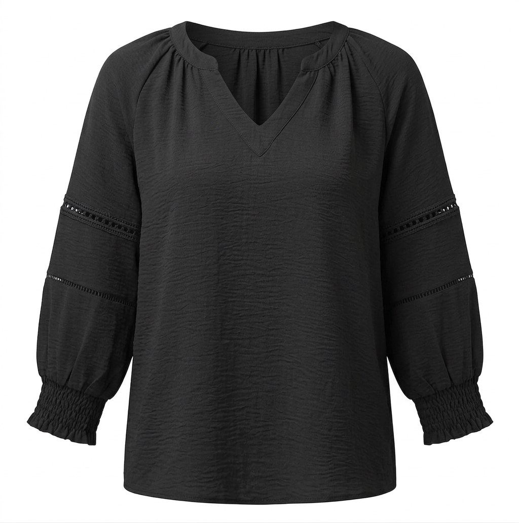 Camisa informal de mujer con cuello en V