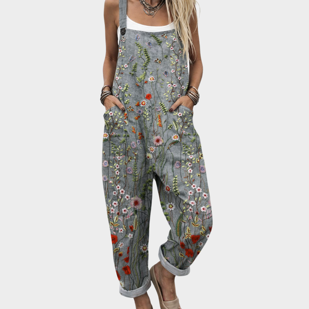 Sanne - Mono de lino con estampado floral