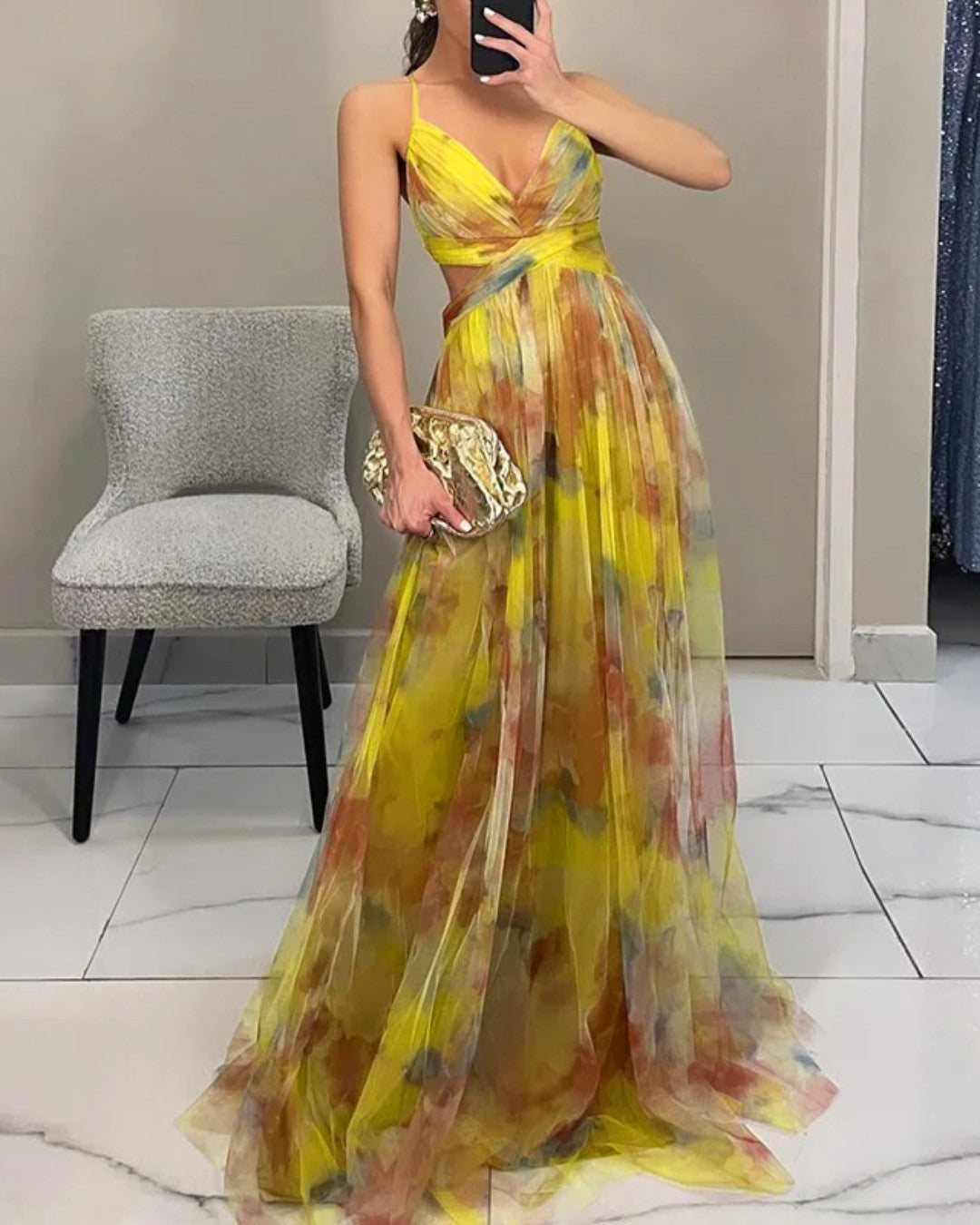 Giselle - Encantador vestido maxi con estampado floral