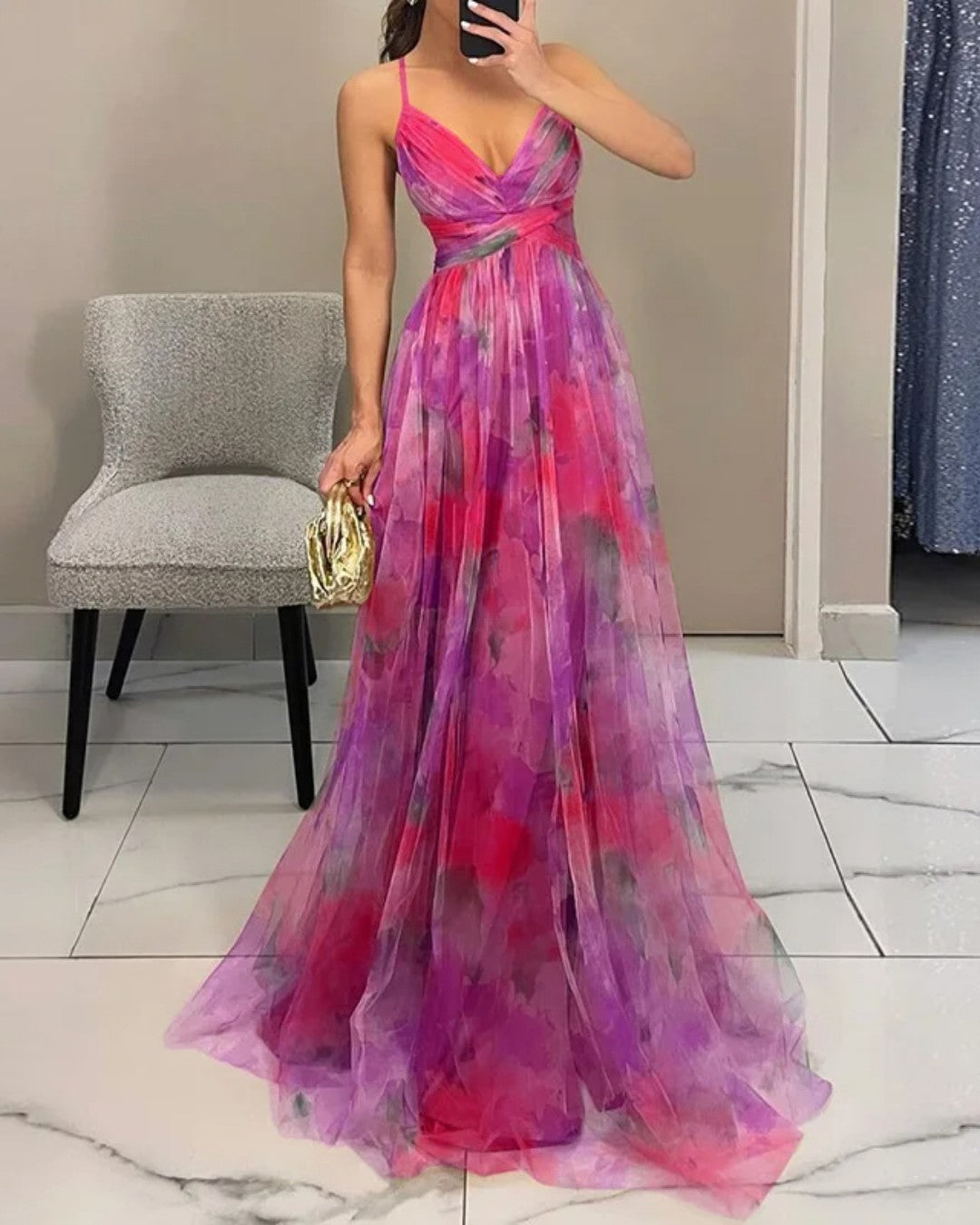 Giselle - Encantador vestido maxi con estampado floral