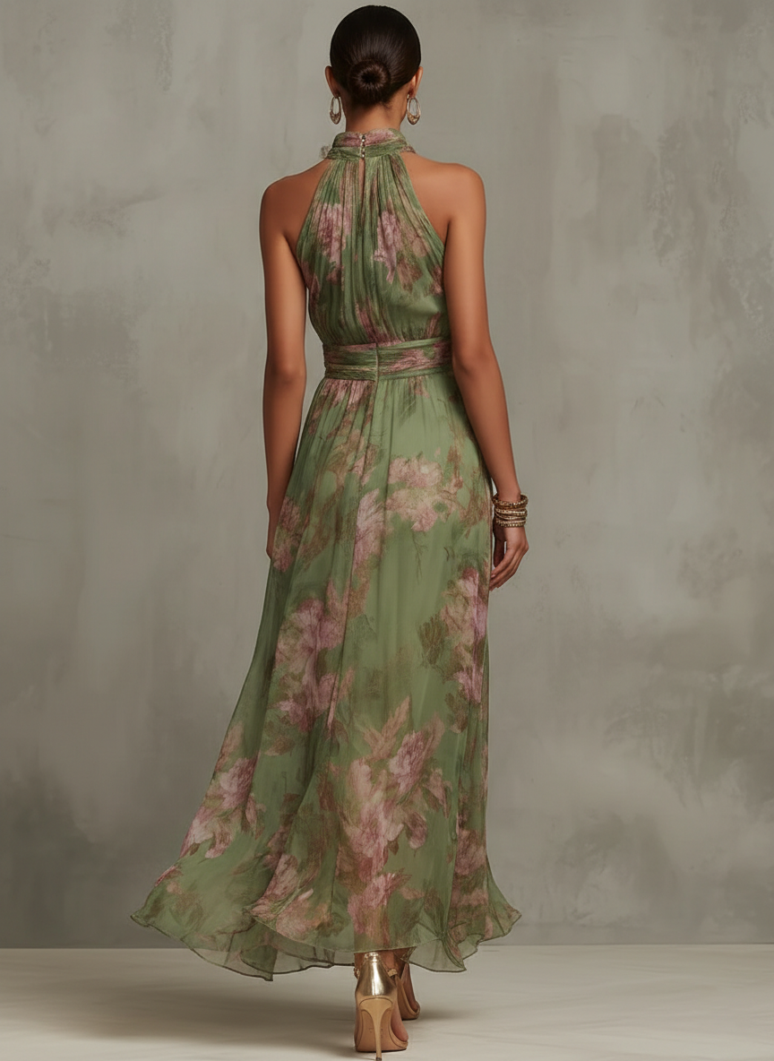 Livia | Vestido maxi halter floral
