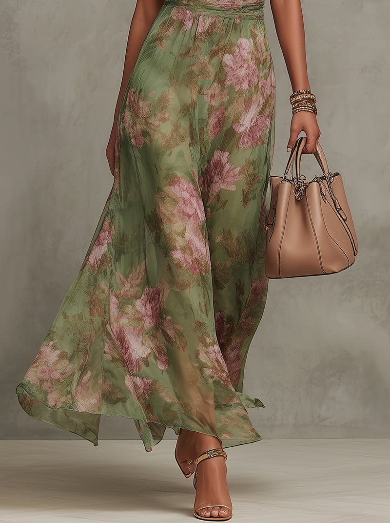 Livia | Vestido maxi halter floral