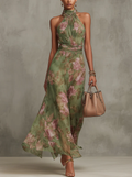 Livia | Vestido maxi halter floral