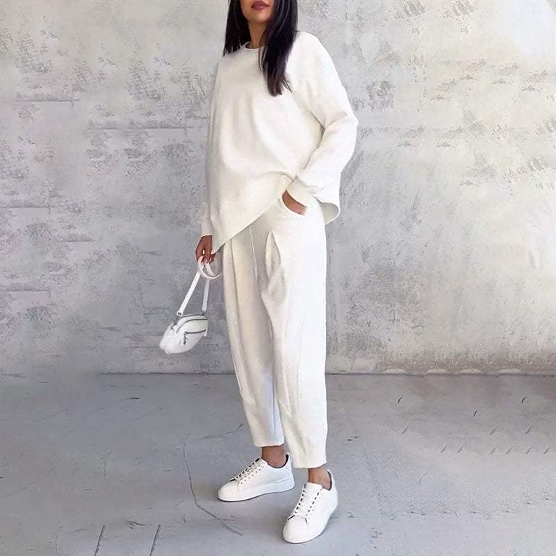 Conjunto de 2 piezas: manga larga con cuello redondo y pantalón
