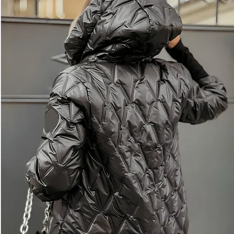 Chaqueta de algodón de patchwork con capucha para otoño e invierno