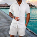 Conjunto informal para hombre: camisa de manga corta y pantalones cortos, holgados y cómodos para la playa y el tiempo libre