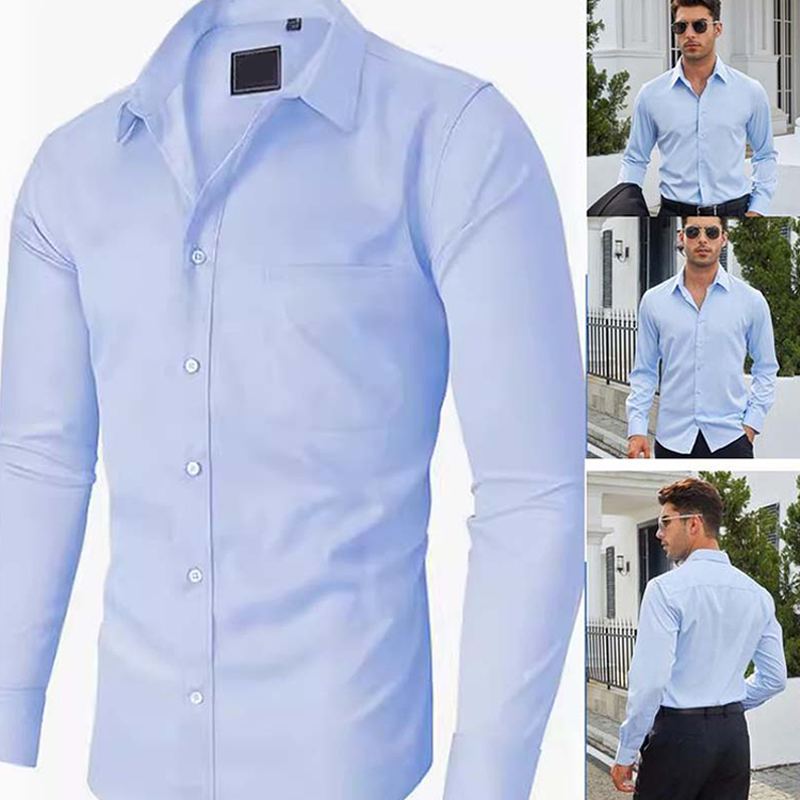 Camisa clásica de hombre para llevar debajo: manga larga, color liso, cómoda y atemporal