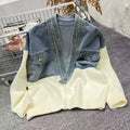 Chaqueta elegante para mujer con diseño de patchwork y mangas largas