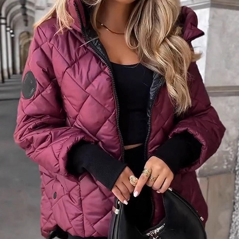 Chaqueta acolchada de mujer con diseño de rombos