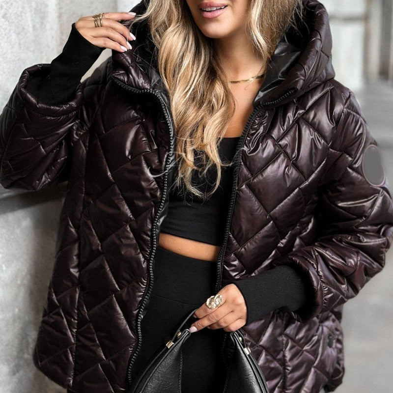 Chaqueta acolchada de mujer con diseño de rombos