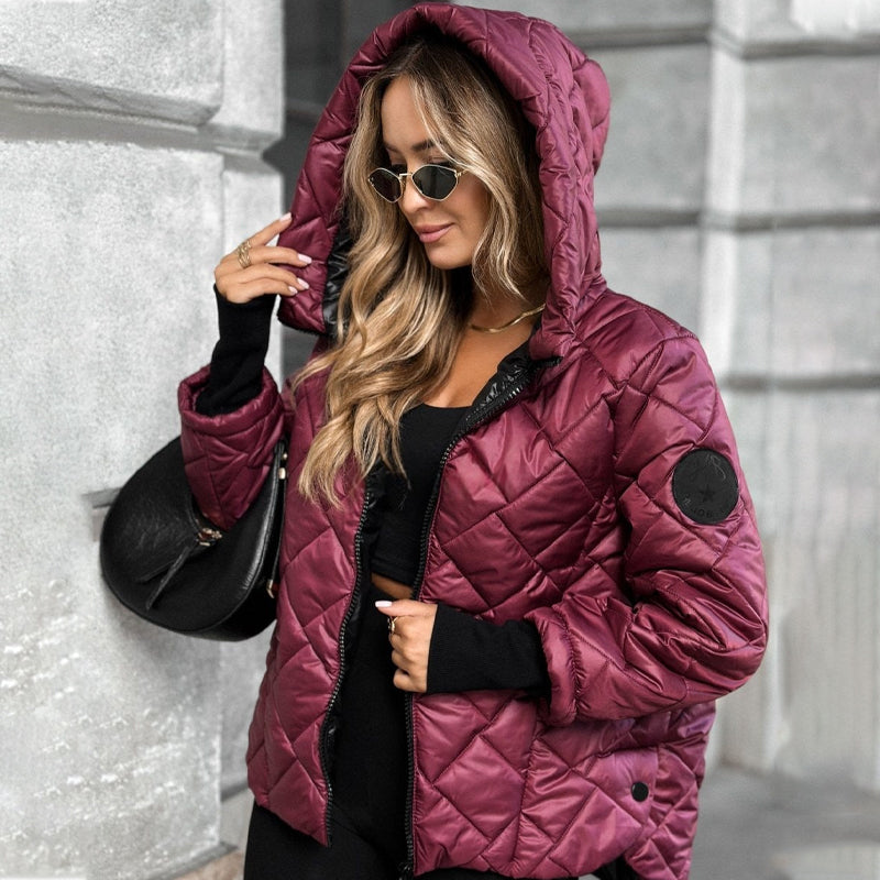 Chaqueta acolchada de mujer con diseño de rombos